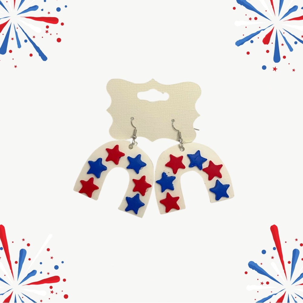 Forth of july clay earring